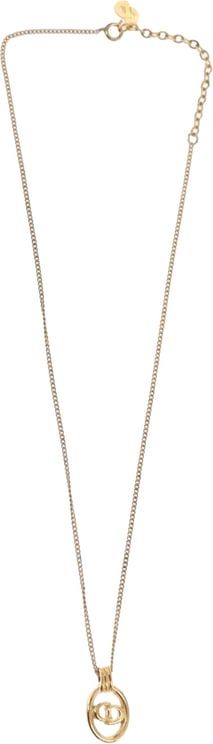 Dior Christian Dior CD Round Pendant Necklace Metal