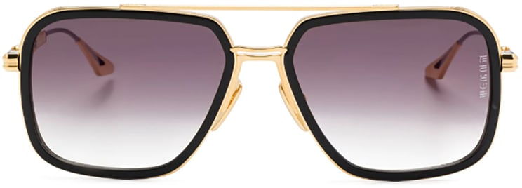 Dita Rectangular Black Metal Sunglasses