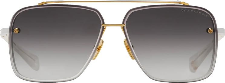 Dita Angular Grey Frame Gradient Sunglasses with Metallic Temples