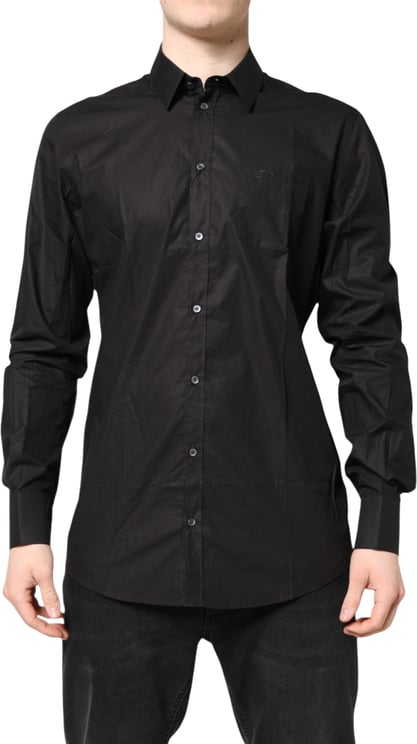 Dolce & Gabbana Dolce & Gabbana Black GOLD Cotton Collared Formal Dress Shirt
