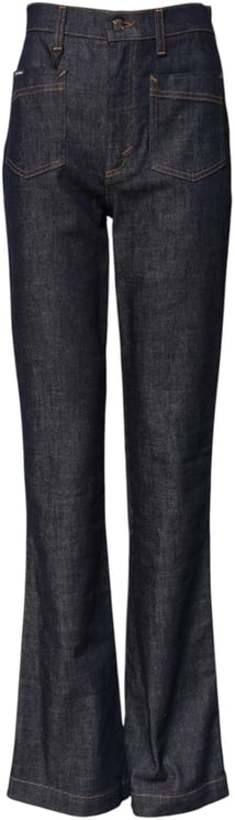 Dolce & Gabbana Dolce & Gabbana Dark Blue Cotton Flared Wide Leg Denim Jeans
