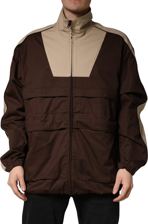 Dolce & Gabbana Dolce & Gabbana Brown Beige Cotton Zip Windbreaker Jacket