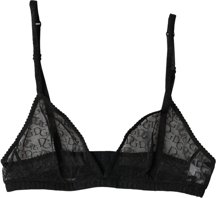 Dolce & Gabbana Dolce & Gabbana Black Logo Mania Sheer Soft Cup Bra Underwear