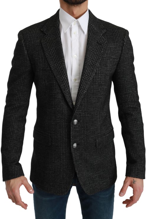 Dolce & Gabbana Dolce & Gabbana Gray Plaid Check Slim Fit Jacket Blazer
