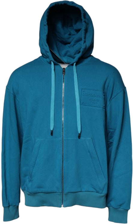 Dolce & Gabbana Dolce & Gabbana Blue Logo Cotton Hooded Sweatshirt Sweater