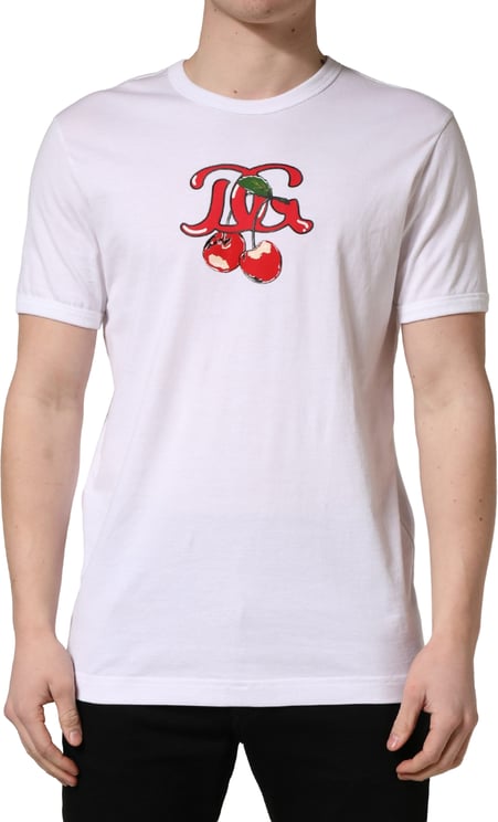 Dolce & Gabbana Dolce & Gabbana White DG Cherries Cotton Crew Neck  T-shirt