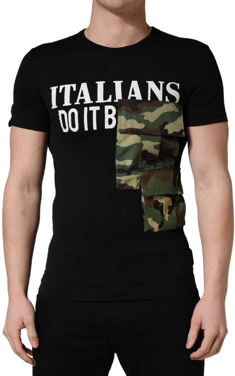 Dolce & Gabbana Dolce & Gabbana Black Italians Do It Better Camo Pocket Men T-shirt