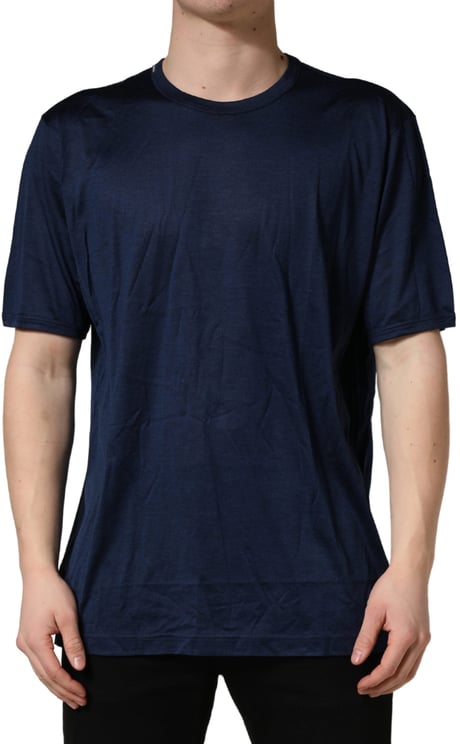 Dolce & Gabbana Dolce & Gabbana Dark Blue Silk Short Sleeve CrewNeck T-shirt