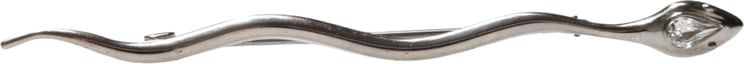 Dolce & Gabbana Dolce & Gabbana Silver Brass Crystal Spilla Serpente Mens Brooch Pin