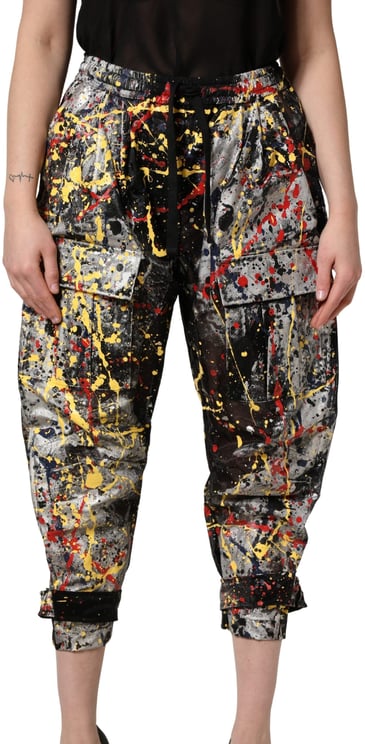 Dolce & Gabbana Dolce & Gabbana Black ColorSplash Effect Cargo Cropped Pants