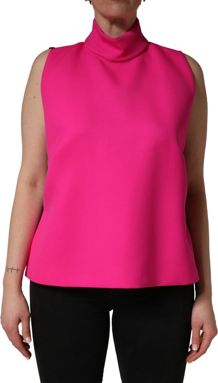 Dolce & Gabbana Dolce & Gabbana Hot Pink Wool Backless Sleeveless Tank Top