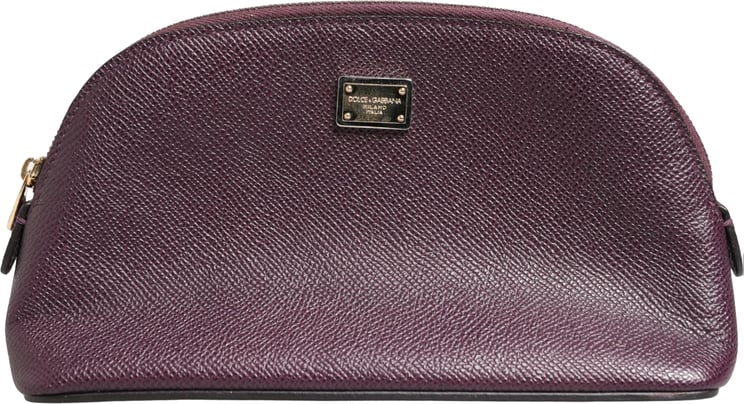 Dolce & Gabbana Dolce & Gabbana Dark Purple Leather DG Logo Zip Around Hand Purse Wallet