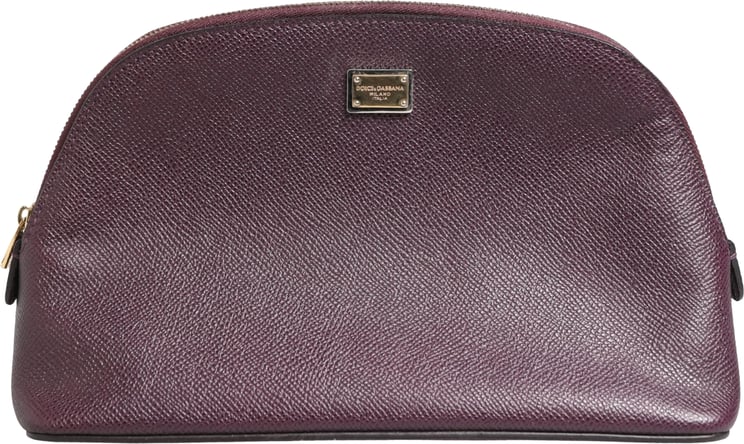 Dolce & Gabbana Dolce & Gabbana Dark Purple Leather DG Logo Zip Around Hand Purse Wallet