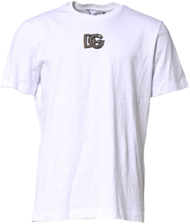 Dolce & Gabbana Dolce & Gabbana White Cotton DG Logo Embroidery Men  T-shirt