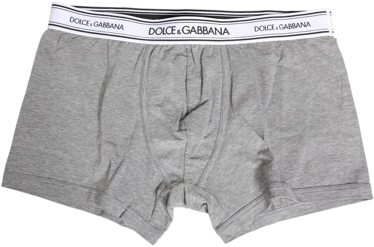 Dolce & Gabbana Dolce & Gabbana Gray Logo Waistband Cotton Men Boxer Underwear