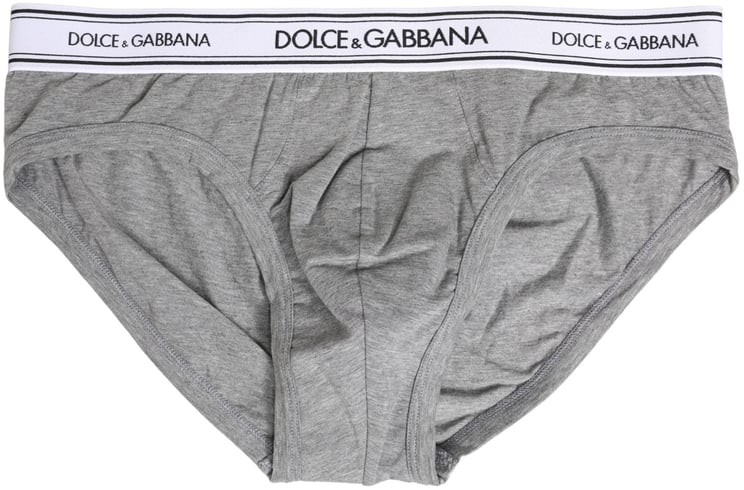 Dolce & Gabbana Dolce & Gabbana Gray Logo Waistband Men Midi Brief Underwear