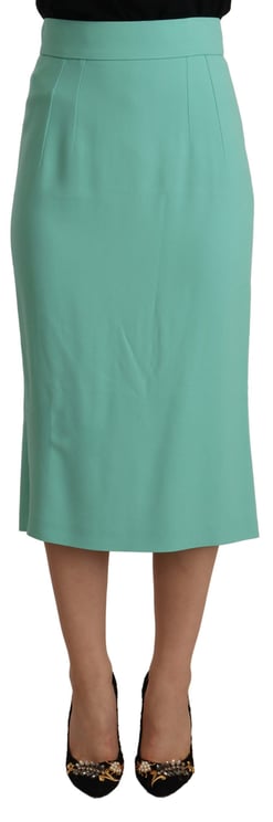 Dolce & Gabbana Dolce & Gabbana Mint Green Viscose Pencil Cut Midi Skirt