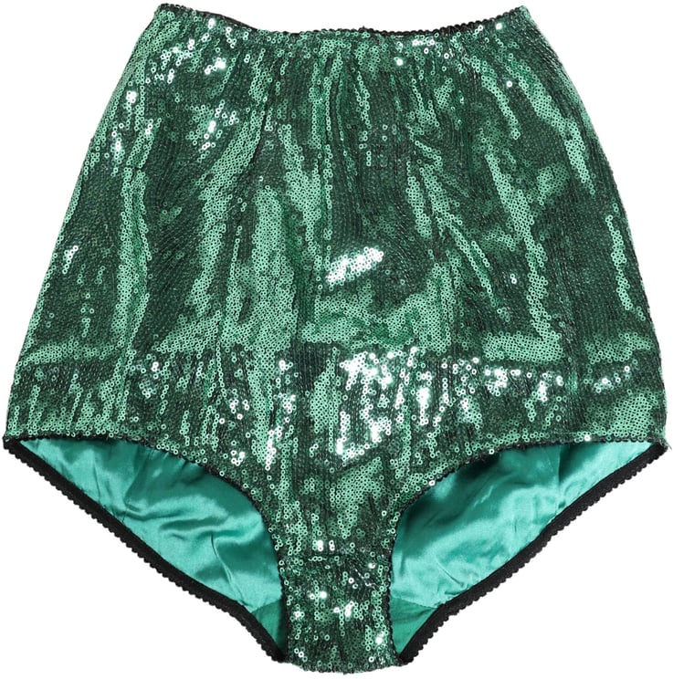 Dolce & Gabbana Dolce & Gabbana Green Sequin Nylon High Waist Girdle Underwear