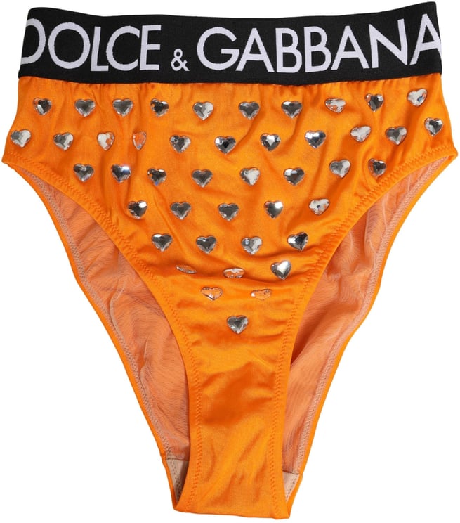 Dolce & Gabbana Dolce & Gabbana Orange Crystal High Waist Brief Panty Underwear