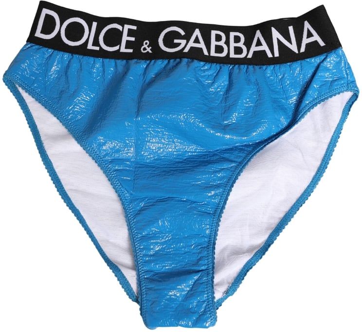Dolce & Gabbana Dolce & Gabbana Blue Logo Waistband High Waist Brief Underwear