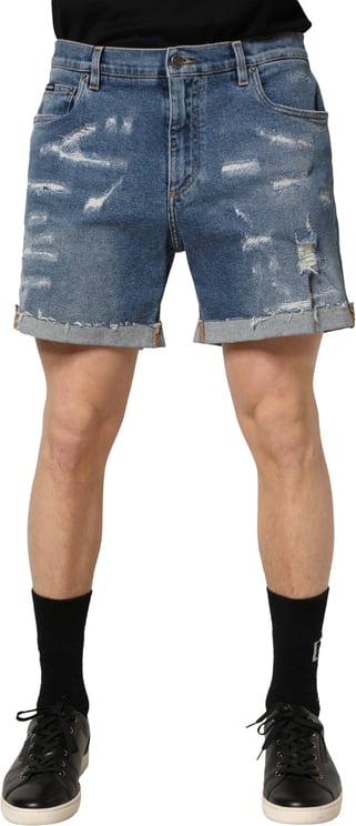 Dolce & Gabbana Dolce & Gabbana Blue Cotton Distressed Denim Bermuda Shorts