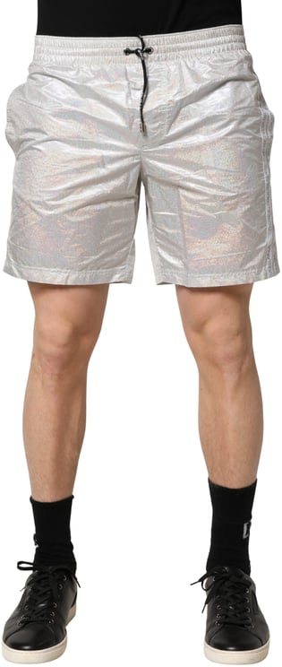Dolce & Gabbana Dolce & Gabbana Silver Polyester Drawstring Men Shorts Swimwear