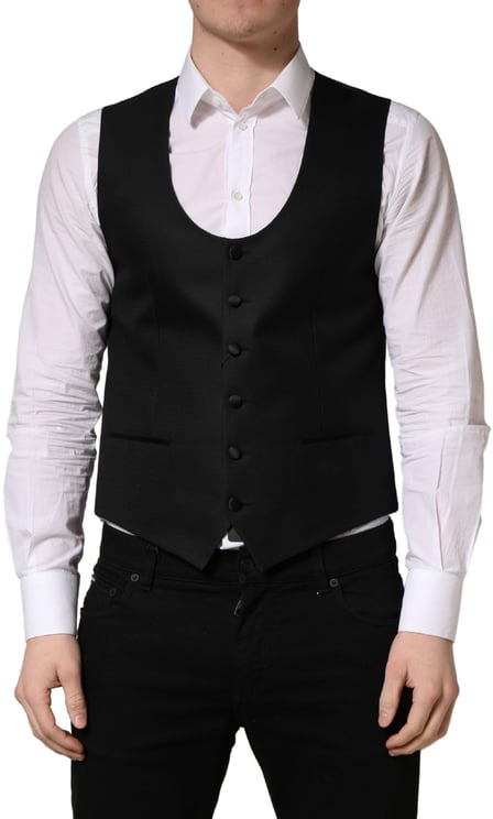Dolce & Gabbana Dolce & Gabbana Black Wool Single Breasted Waistcoat Vest
