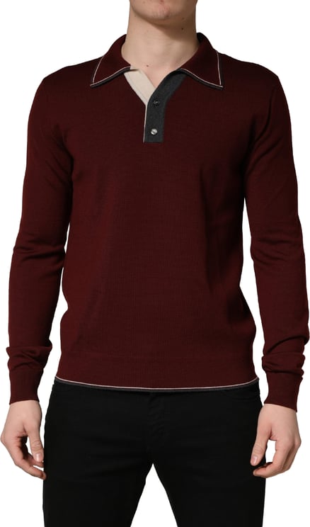 Dolce & Gabbana Dolce & Gabbana Maroon Re-Edition Wool Long Sleeves T-shirt