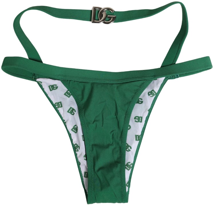 Dolce & Gabbana Dolce & Gabbana Green Logo Plaque Nylon Brief Panty Underwear