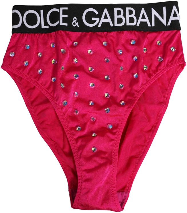 Dolce & Gabbana Dolce & Gabbana Pink Crystal High Waist Brief Panty Underwear