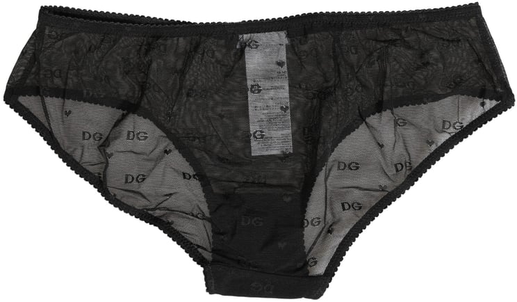 Dolce & Gabbana Dolce & Gabbana Black Sheer Mesh Lace Logo Brief Panty Underwear