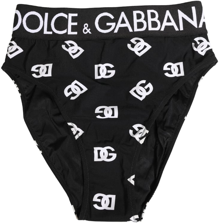 Dolce & Gabbana Dolce & Gabbana White Black Logo Waistband Midi Brief Underwear