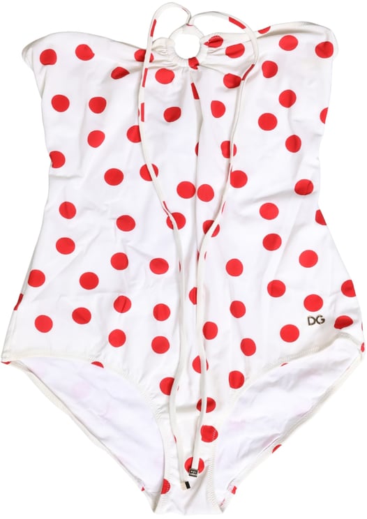 Dolce & Gabbana Dolce & Gabbana White Polka Dot One-Piece Swimsuit Swimwear