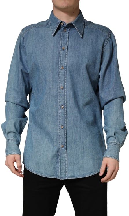 Dolce & Gabbana Dolce & Gabbana Blue Cotton Stretch Casual Denim Slim Shirt
