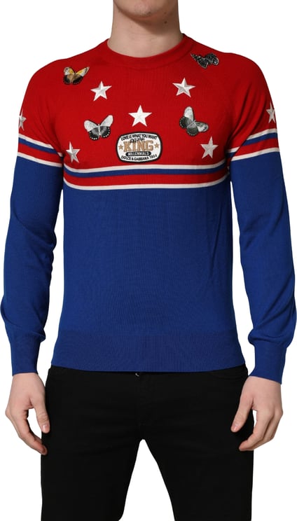 Dolce & Gabbana Dolce & Gabbana Multicolor Wool Butterfly Star Men Crew Neck Sweater