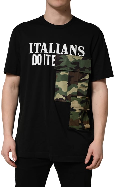 Dolce & Gabbana Dolce & Gabbana Black Camouflage Graphic Cotton Crewneck T-shirt