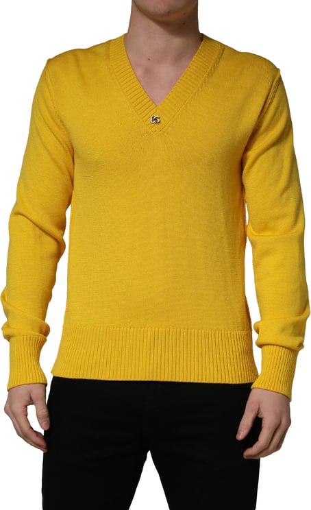 Dolce & Gabbana Dolce & Gabbana Wool Knitted V-Neck Pullover Yellow