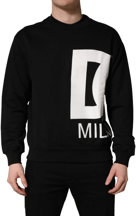Dolce & Gabbana Dolce & Gabbana Black Logo Milano Cotton Sweatshirt Sweater
