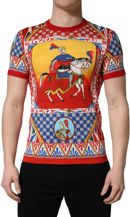 Dolce & Gabbana Dolce & Gabbana Multicolor Carretto Print Crew Neck T-shirt