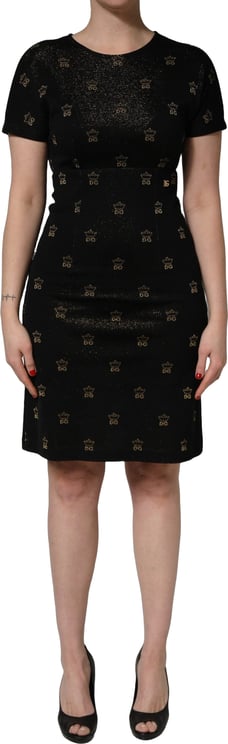Dolce & Gabbana Dolce & Gabbana Black DG Crown Short-Sleeve Sheath Dress