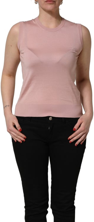 Dolce & Gabbana Dolce & Gabbana Pink Sleeveless Cashmere Knitted Tank Top