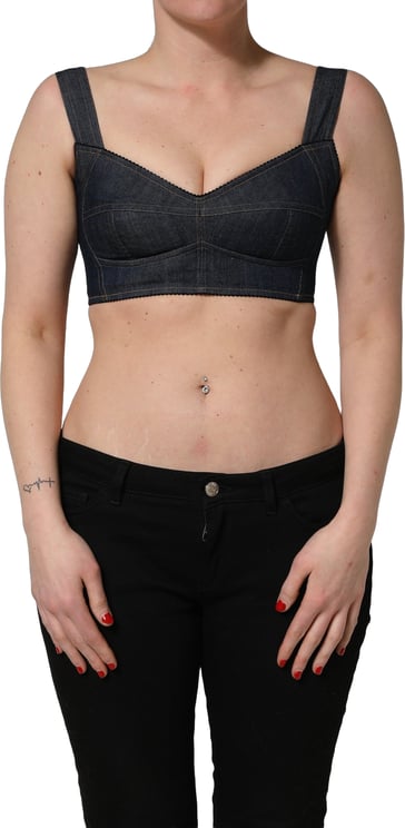 Dolce & Gabbana Dolce & Gabbana Black Denim Corset Bralette Cotton Cropped Top
