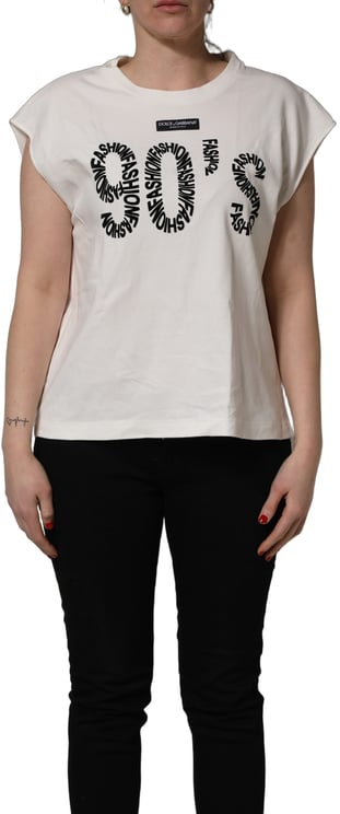 Dolce & Gabbana Dolce & Gabbana White Cotton Graphic Sleeveless Tank Top