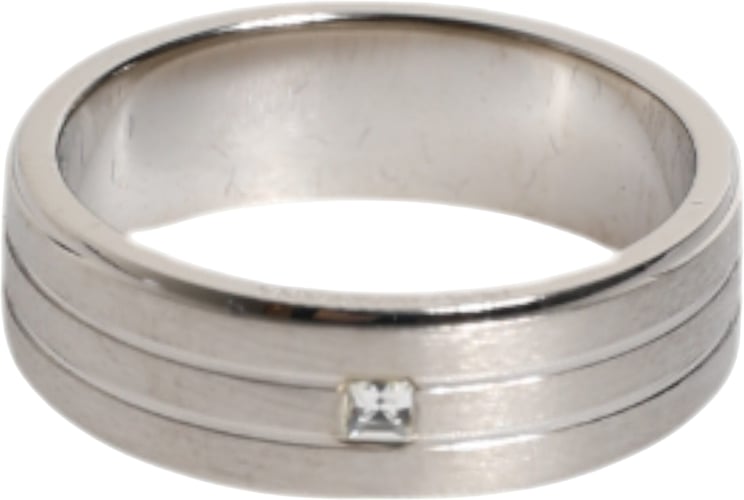 Dolce & Gabbana Dolce & Gabbana Silver Tone Brass Clear Crystal DG Logo Ring