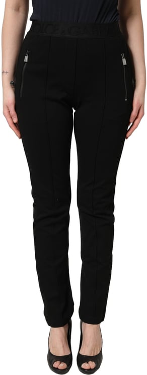 Dolce & Gabbana Dolce & Gabbana Black Viscose Mid Waist Skinny Trouser Pants