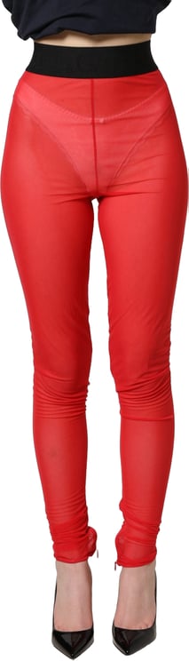 Dolce & Gabbana Dolce & Gabbana Red Nylon Stretch Slim Legging Trouser Pants