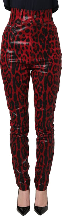 Dolce & Gabbana Dolce & Gabbana Red Leopard Skinny High Waist Denim Jeans
