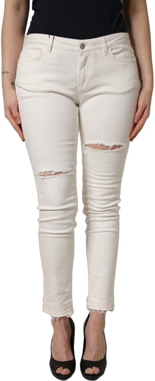 Dolce & Gabbana Dolce & Gabbana White Tattered Skinny Cotton Denim Jeans