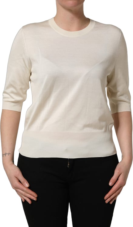 Dolce & Gabbana Dolce & Gabbana Off White 3/4 Sleeves Crewneck Pullover Sweater