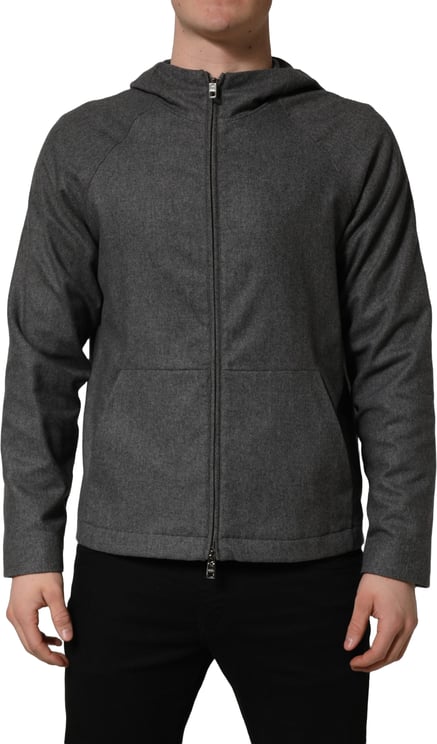Dolce & Gabbana Dolce & Gabbana Gray Cotton Men Hooded Full Zip Bomber Jacket